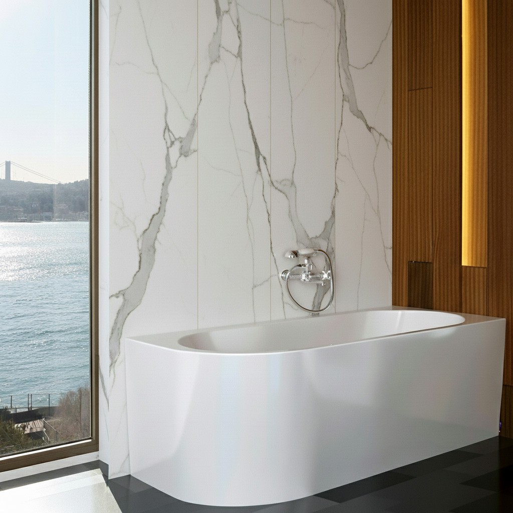 Corner Acrylic Freestanding Bathtub Made in Turkey